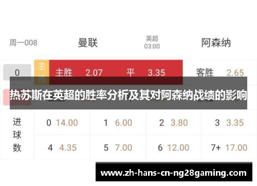 热苏斯在英超的胜率分析及其对阿森纳战绩的影响